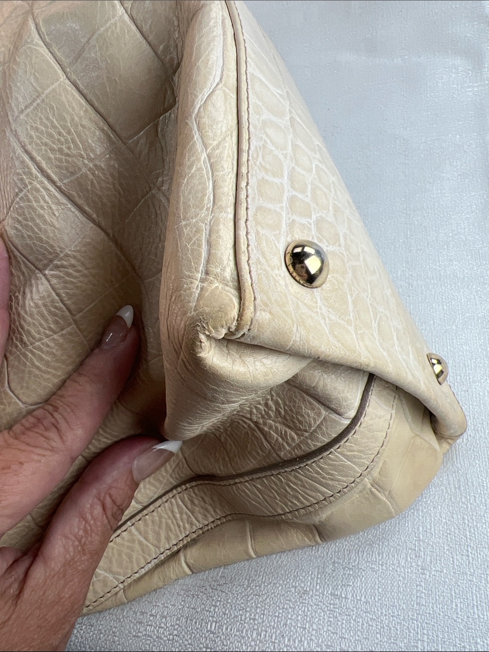 Furla crocodile embossed, beige large tote Giftaway5/19/26 - Picture 7 of 12